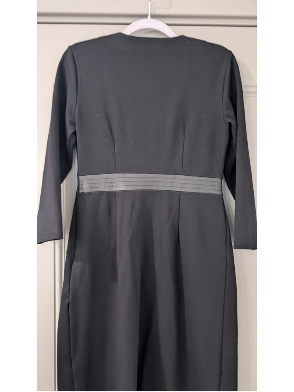 Nanette Lepore Black Sheath Dress Faux Leather Trim 3/4 Sleeve Women's Size 2 - Picture 5 of 7